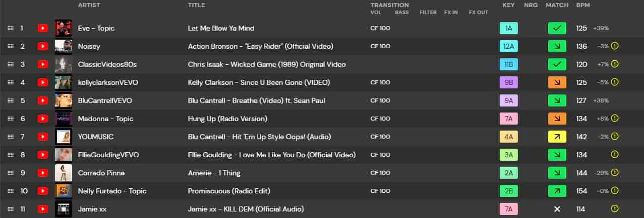 dj studio playlist ordering