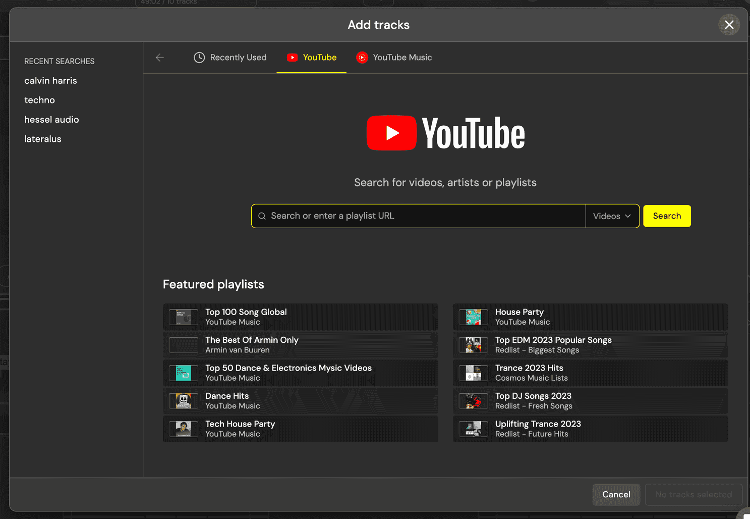 Mixing with YouTube in DJ.Studio